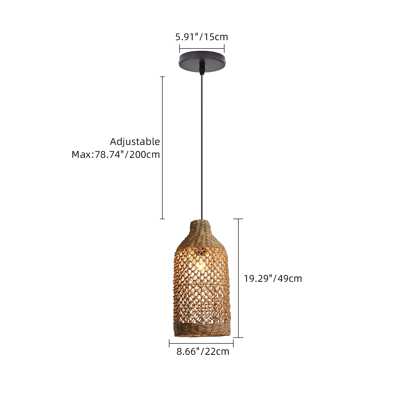 Wabi-sabi Style Hand-woven Rattan Pendant Light Bedroom Restaurant Lampshade