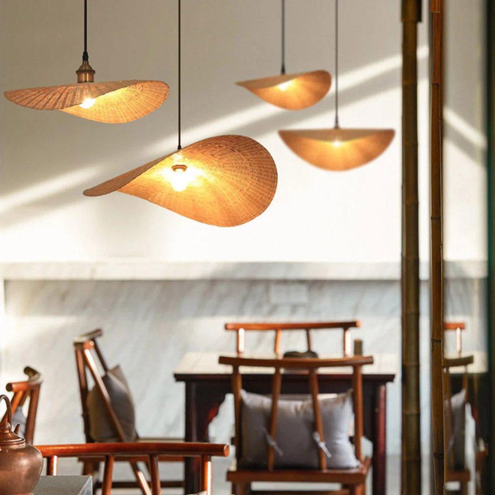 Bamboo Lotus Leaf Shaped Pendant Light