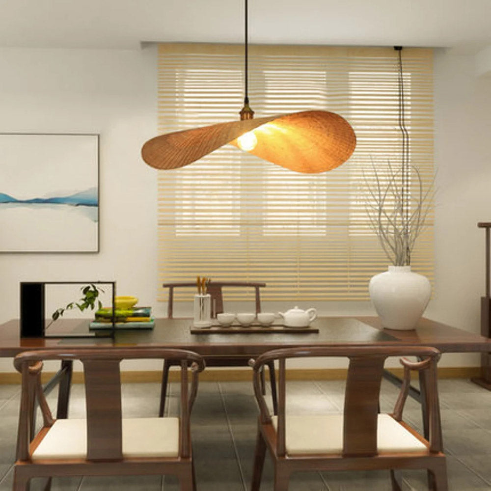 Bamboo Lotus Leaf Shaped Pendant Light