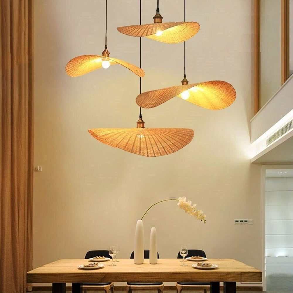 Bamboo Lotus Leaf Shaped Pendant Light
