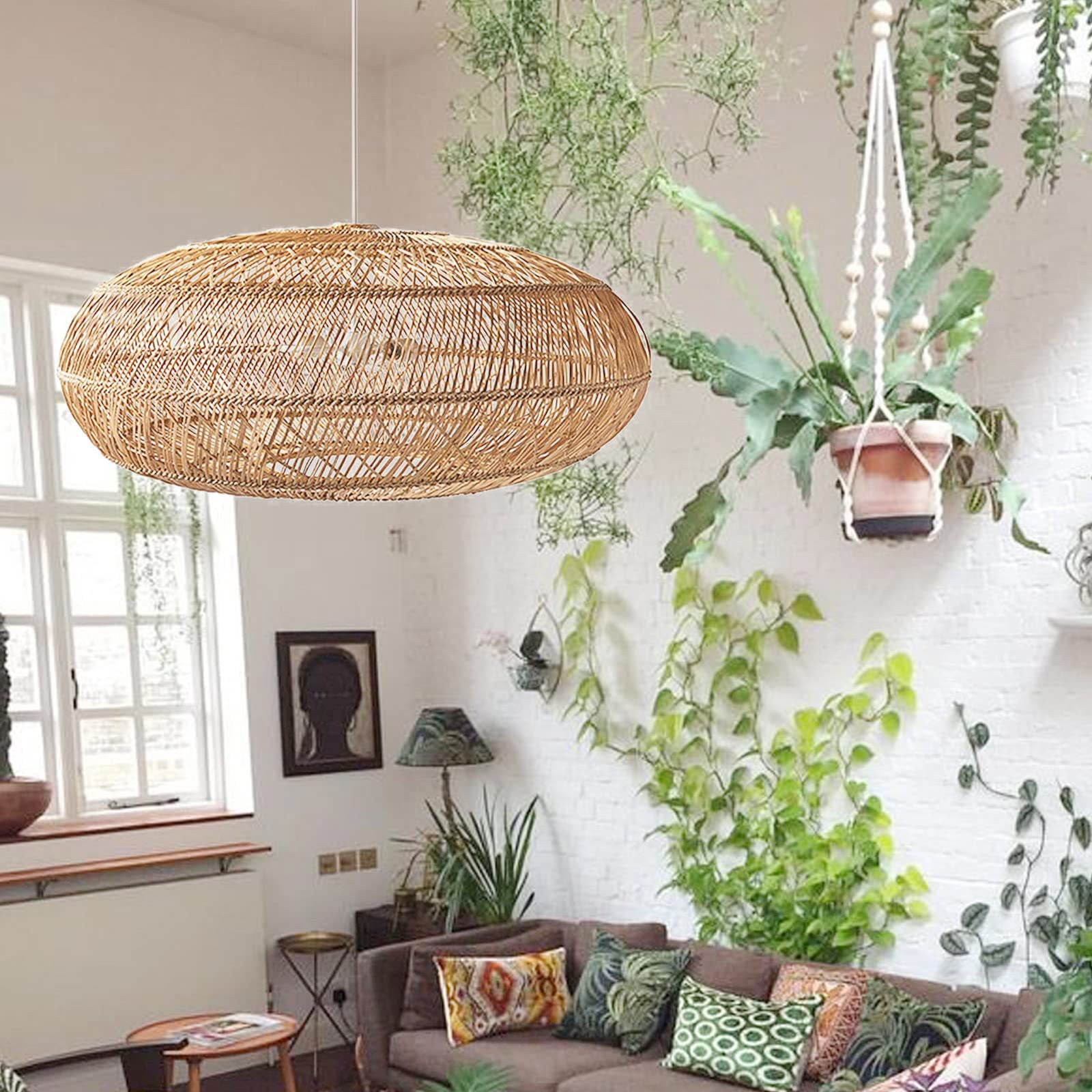 Basket Rattan Woven Lantern Chandelier Pendant Lamp Shade