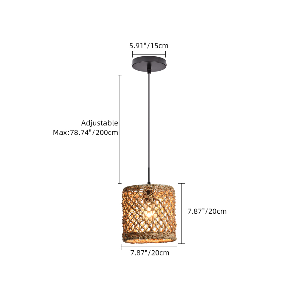 Wabi-sabi Style Hand-woven Rattan Pendant Light Bedroom Restaurant Lampshade