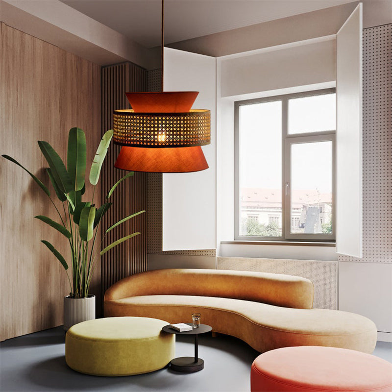 Home Decor Rattan Pendant Lampshade Weave Chandelier