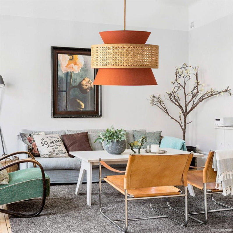 Home Decor Rattan Pendant Lampshade Weave Chandelier