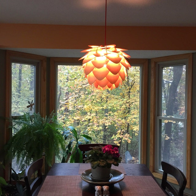 Wood Pine Cone DIY Pendant Nordic Wooden Chandelier Handcraft Ceiling Lampshade