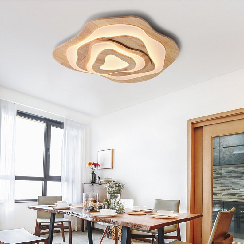 Flower Wood Ceiling Light Hardwired Wood Ceiling Lamp