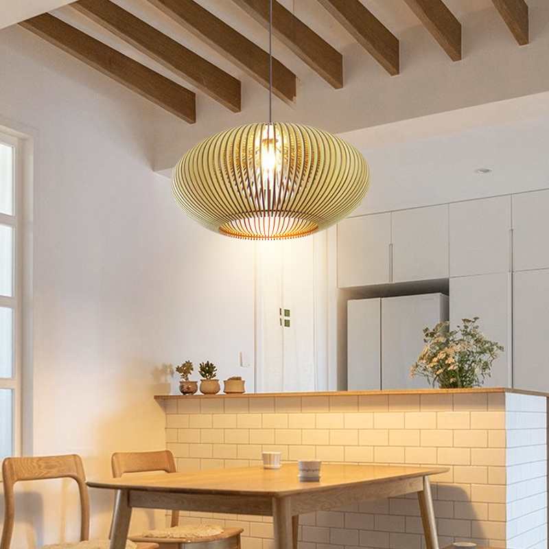 Modern Creative Wooden Pendant Light Living room Lampshade