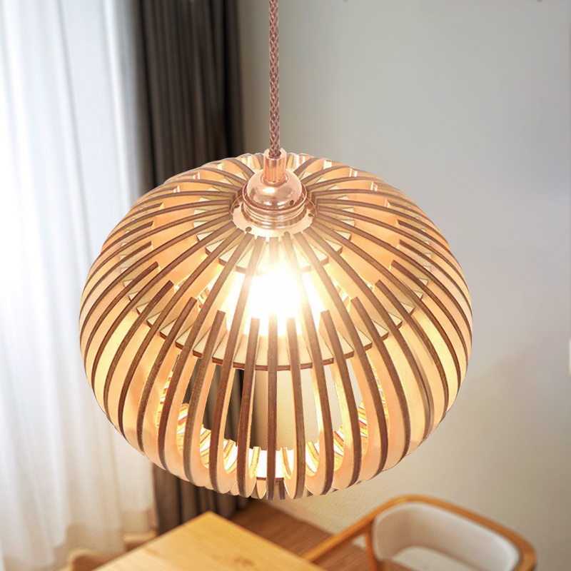 Modern Creative Wooden Pendant Light Living room Lampshade