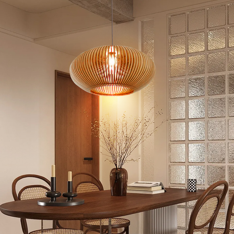 Modern Creative Wooden Pendant Light Living room Lampshade