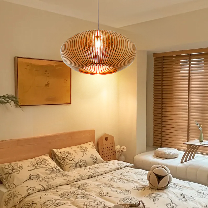 Modern Creative Wooden Pendant Light Living room Lampshade