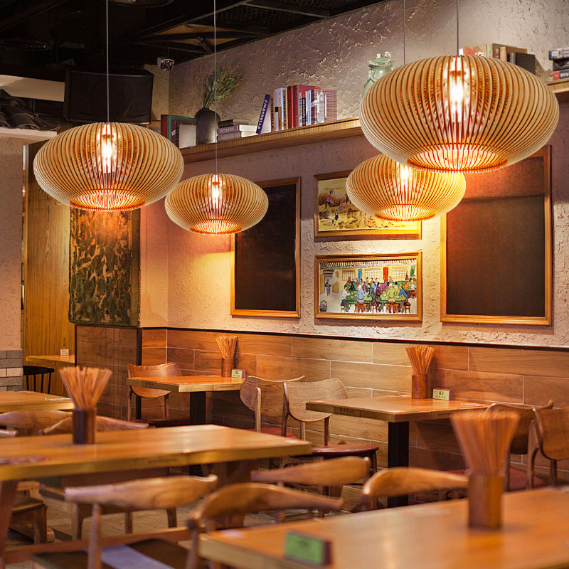 Modern Creative Wooden Pendant Light Living room Lampshade