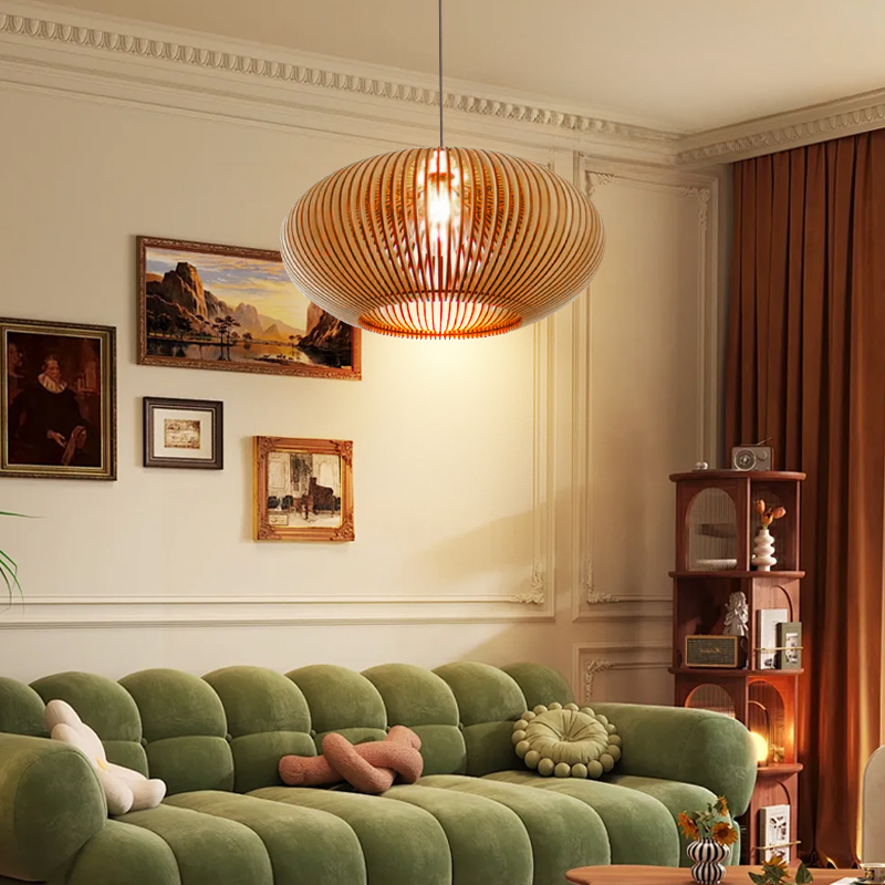 Modern Creative Wooden Pendant Light Living room Lampshade