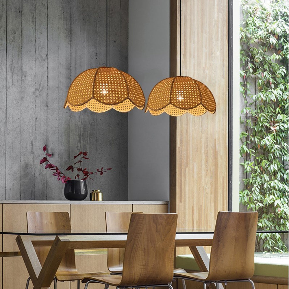 Rattan Scalloped Dome Pendant Lampshade Simplicity