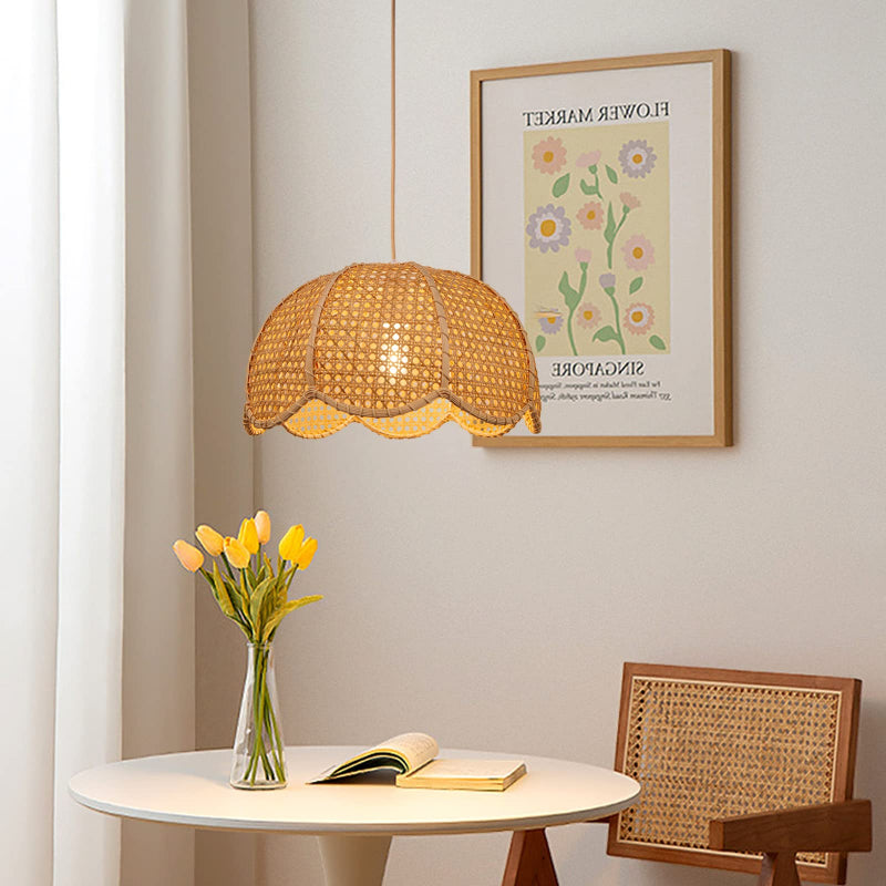 Rattan Scalloped Dome Pendant Lampshade Simplicity