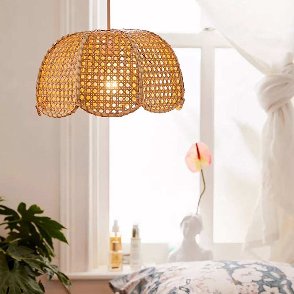 Rattan Scalloped Dome Pendant Lampshade Simplicity