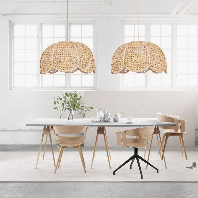 Rattan Scalloped Dome Pendant Lampshade Simplicity