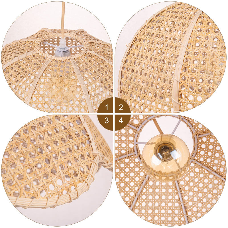 Rattan Scalloped Dome Pendant Lampshade Simplicity