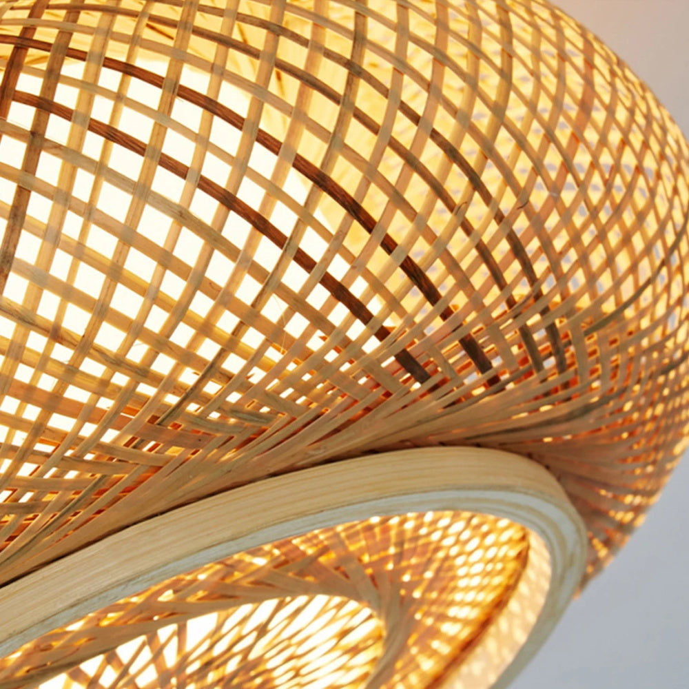 Post Modern Simple Drum Bamboo Ceiling Light