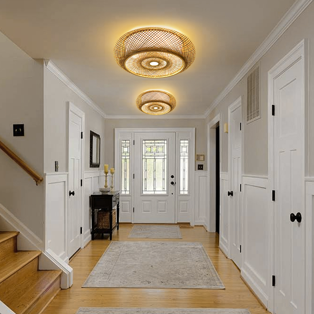 Modern Simple Drum Bamboo Ceiling Light