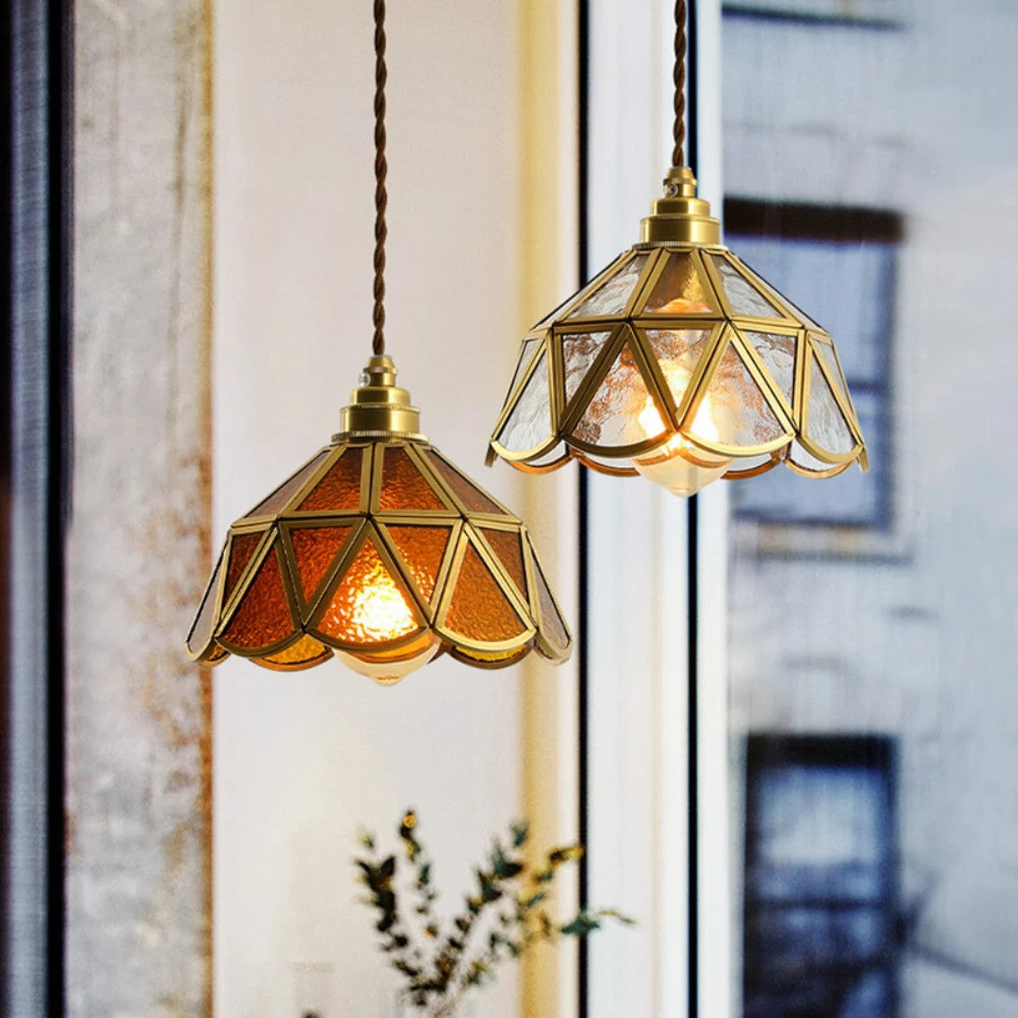 Clear Glass Shade Hanging Lamp Modern-Style