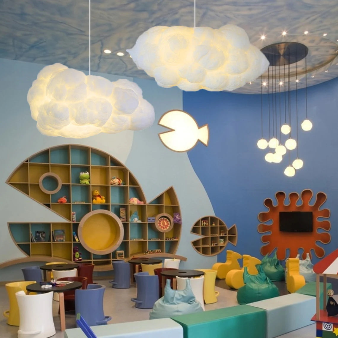 Clouds White Cotton Pendant Light