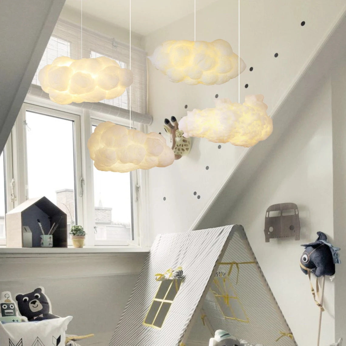 Clouds White Cotton Pendant Light