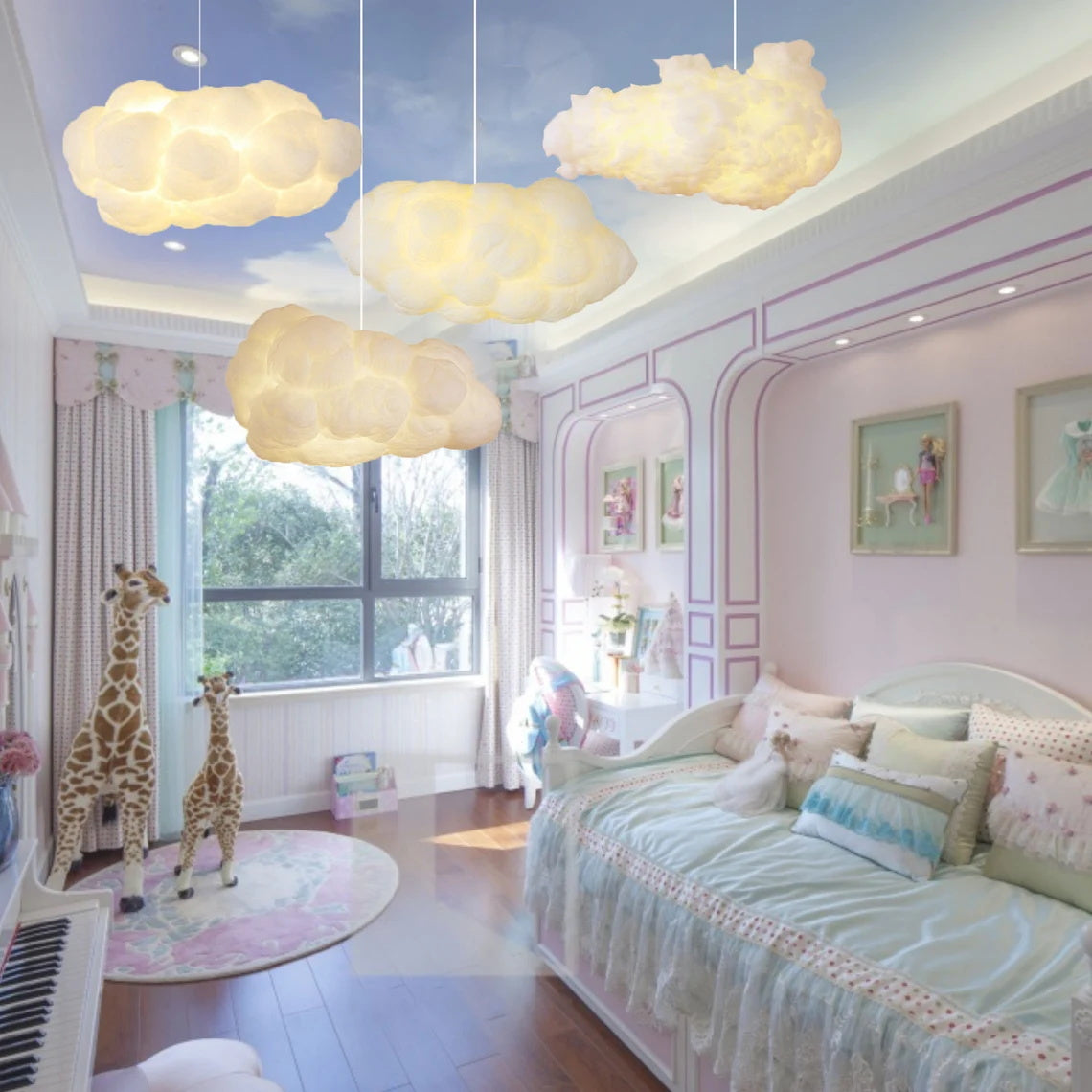 Clouds White Cotton Pendant Light