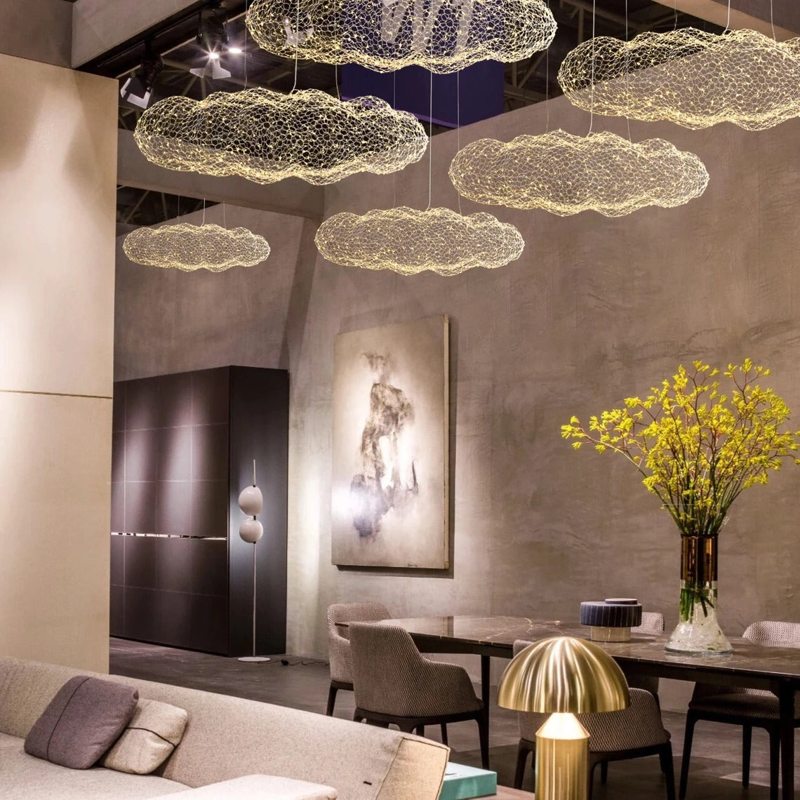 Creative Cloud Chandelier Iron Wire Lampshade