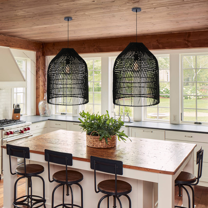 Classic Rattan Bell Dining Room Pendant Light