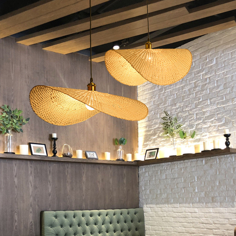 Bamboo Lotus Leaf Shaped Pendant Light