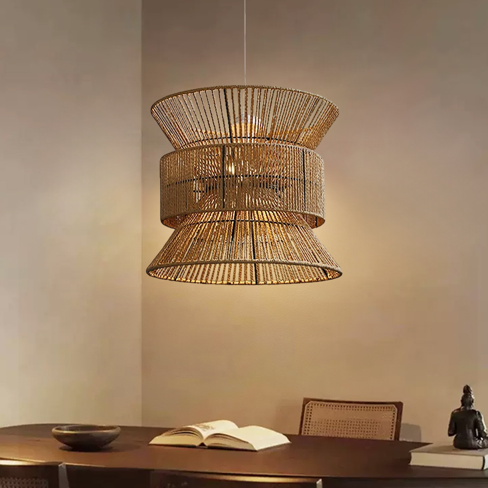 Wabi-sabi Style Creative Handmade Hemp Rope Woven Lampshade