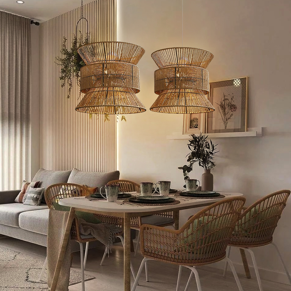 Wabi-sabi Style Creative Handmade Hemp Rope Woven Lampshade