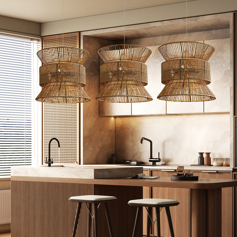 Wabi-sabi Style Creative Handmade Hemp Rope Woven Lampshade