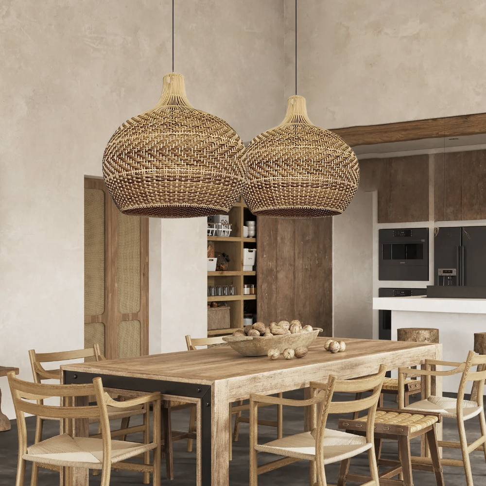 Lamppo Rustic Rattan Pendant Light Ceiling Lamp Handmade Interior Design