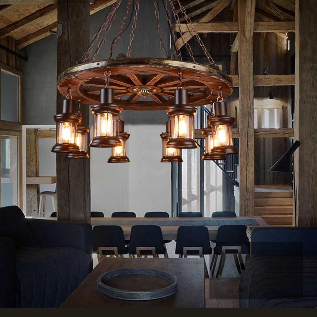 Industrial Wood Hanging Ceiling Lights