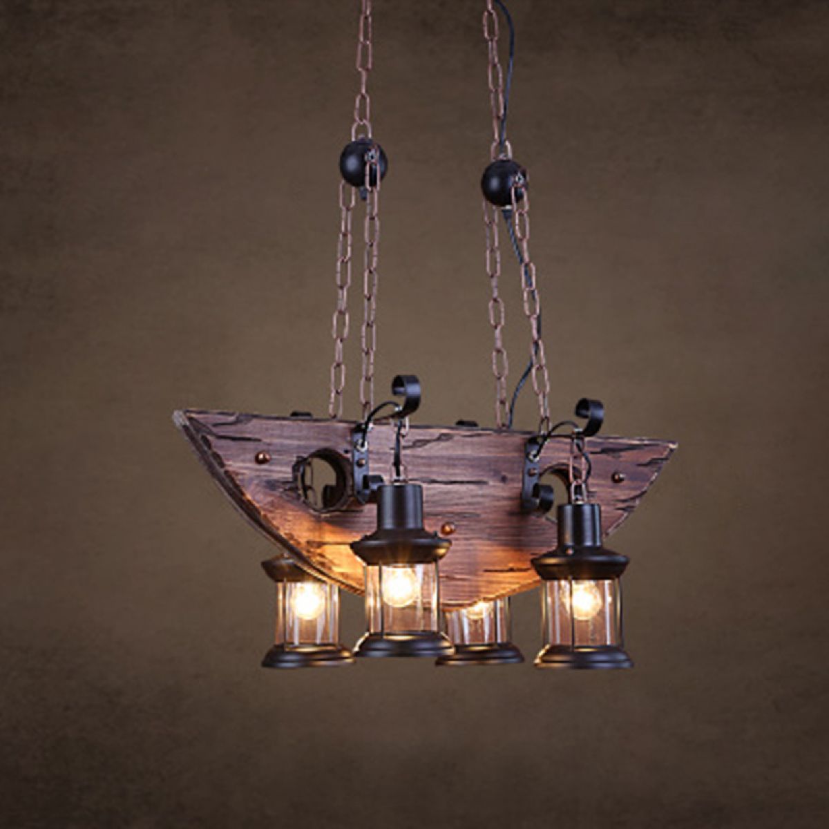 Industrial Wood Hanging Ceiling Lights