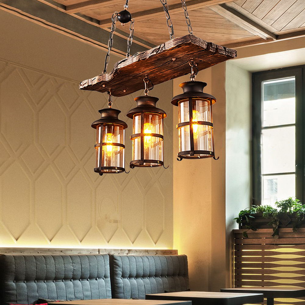 Industrial Wood Hanging Ceiling Lights