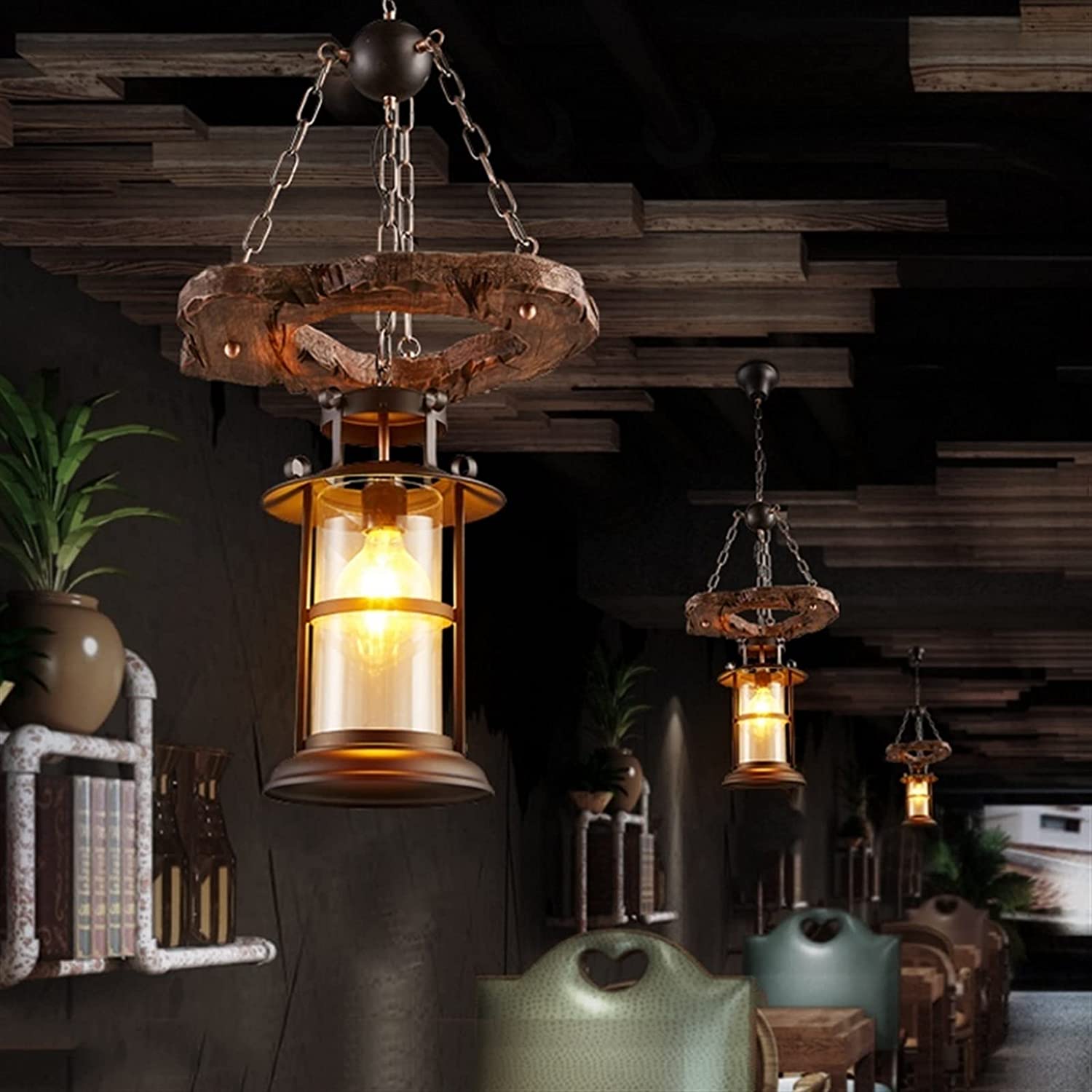 Industrial Wood Hanging Ceiling Lights