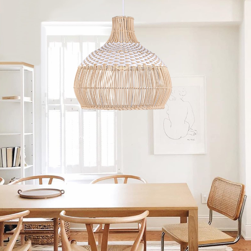 White Rattan Pendant Light Woven Rattan Lampshade