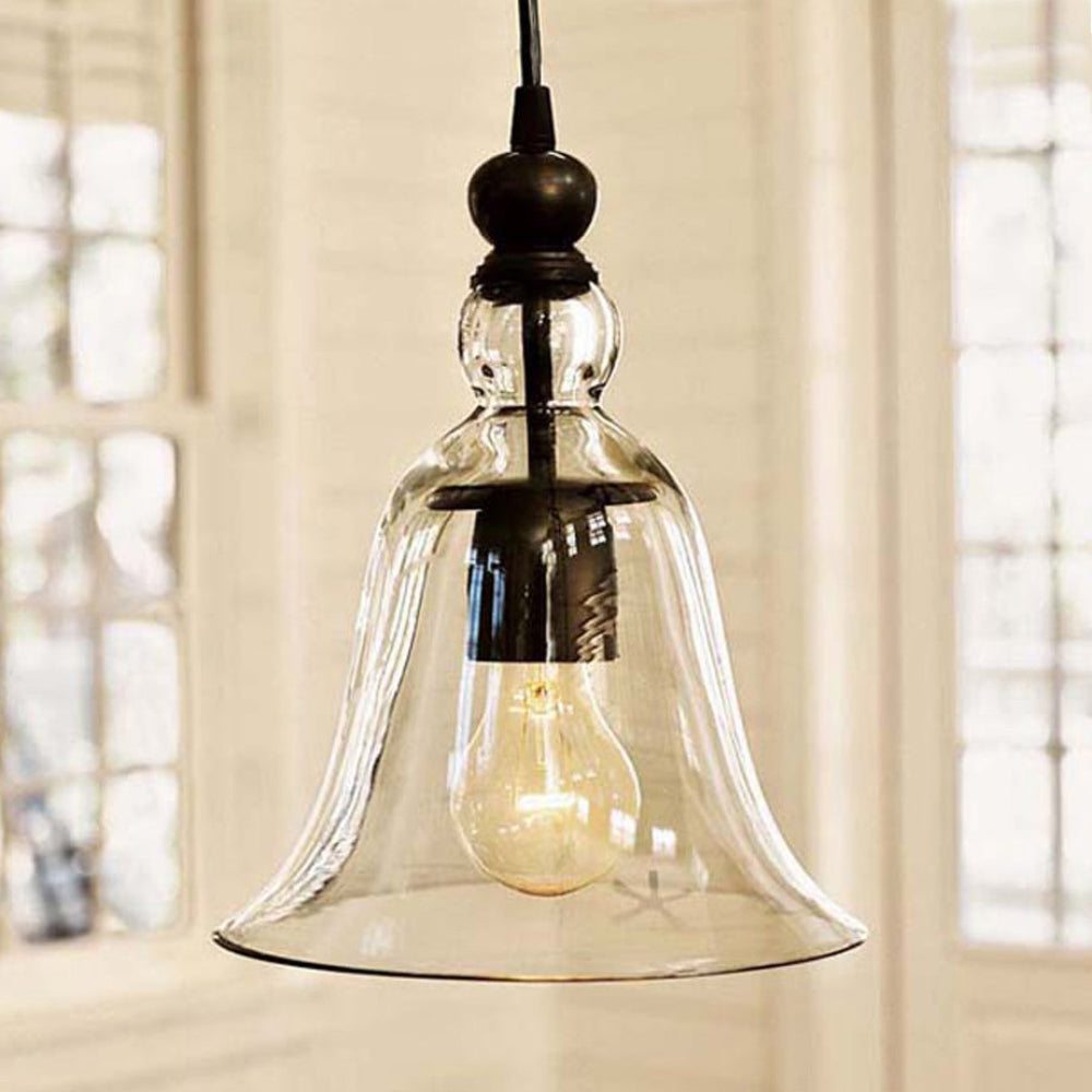 Lamppo Clear Glass Shade for Kitchen Island Glass Pendant Light Rustic Black Glass Hanging Ceiling Light Fixture