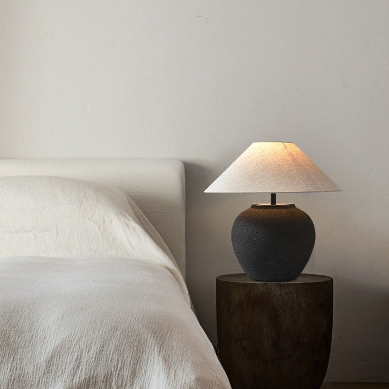 Rustic Bedroom Clay Table Lamp