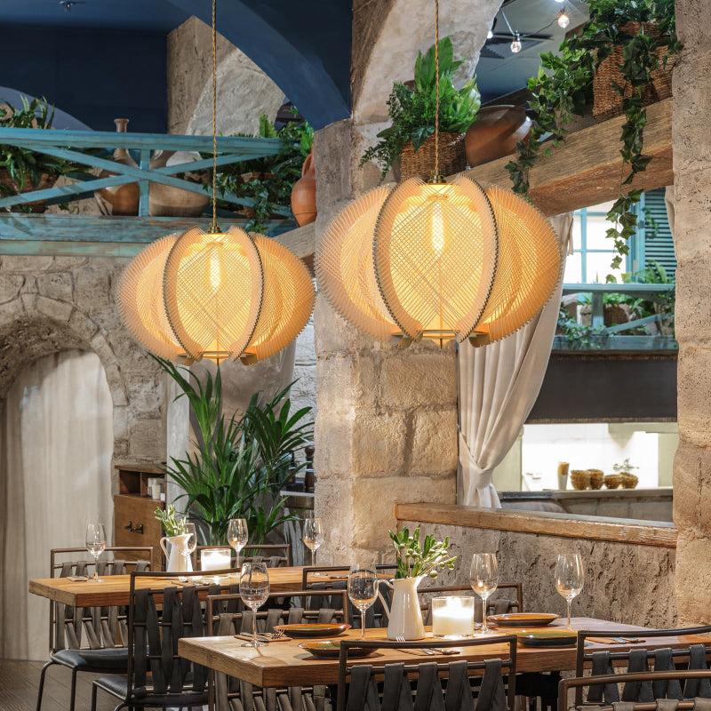 Mid-Century Scandinavian Wood Pendant Lights