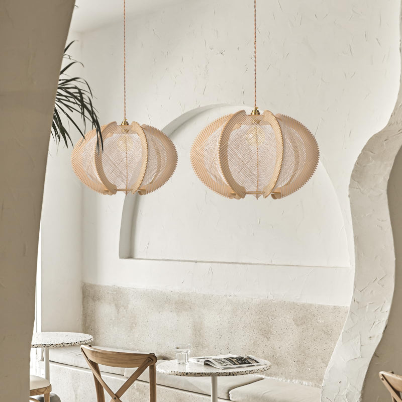 Mid-Century Scandinavian Wood Pendant Lights