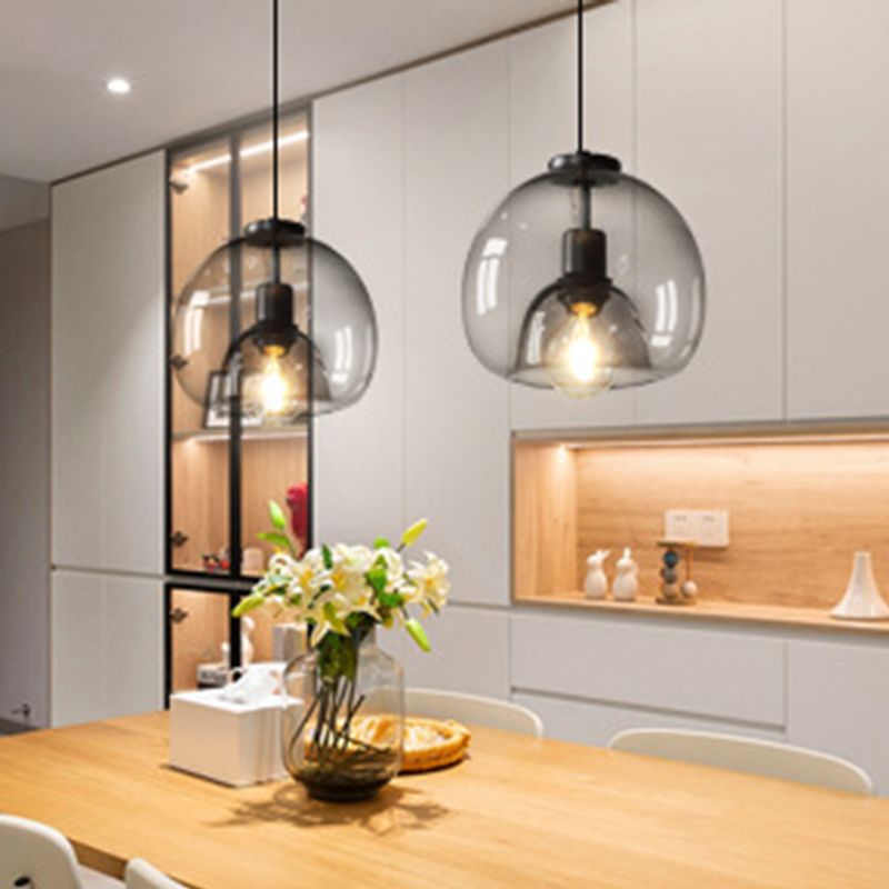 Black Spherical Glass Pendant Light