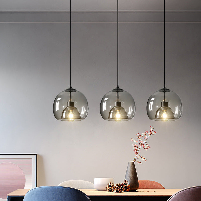 Black Spherical Glass Pendant Light