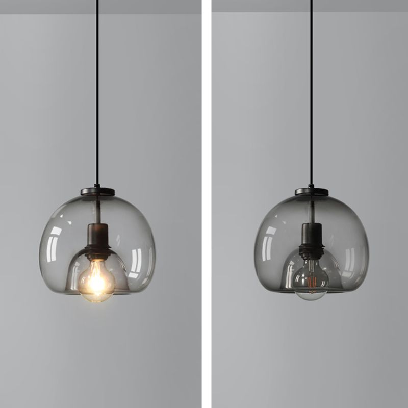 Black Spherical Glass Pendant Light