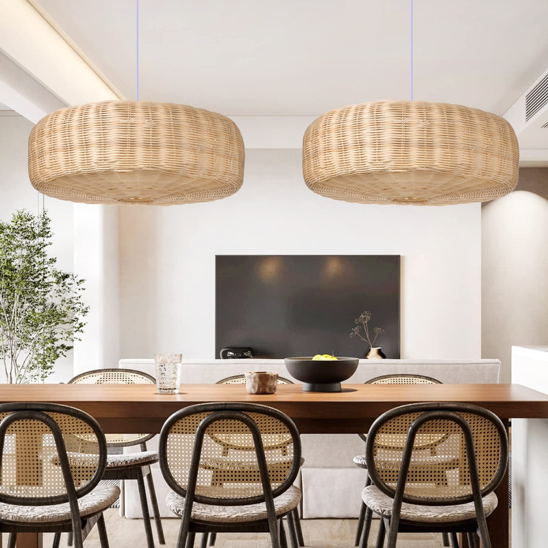 Woven Rattan Pendant Lighting Countryside Style
