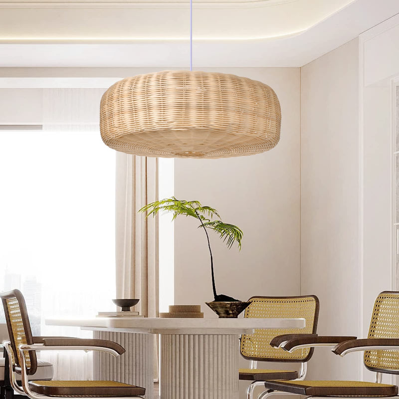 Woven Rattan Pendant Lighting Countryside Style