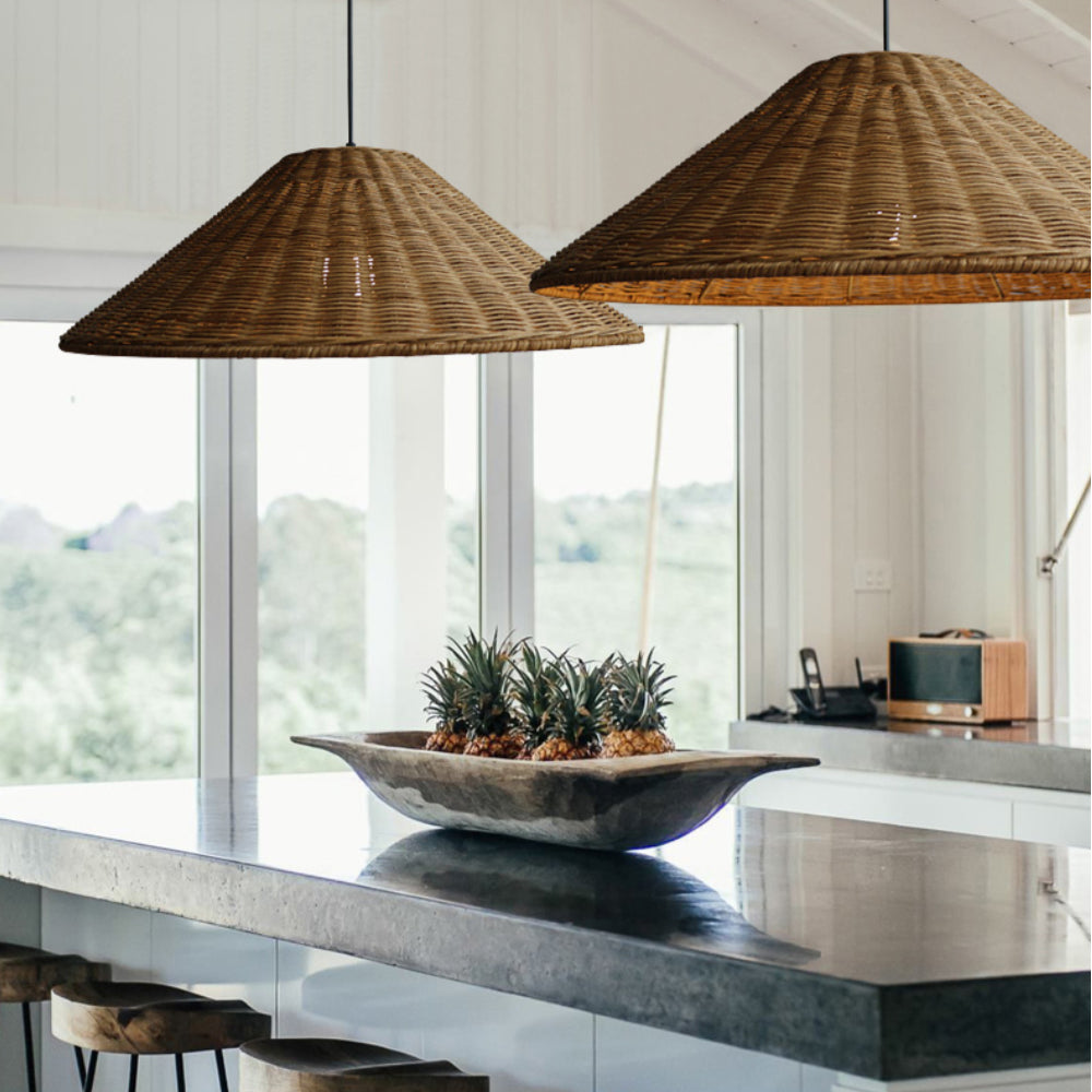 Wicker Cone Lamp Shade Hanging Rattan Pendant Light