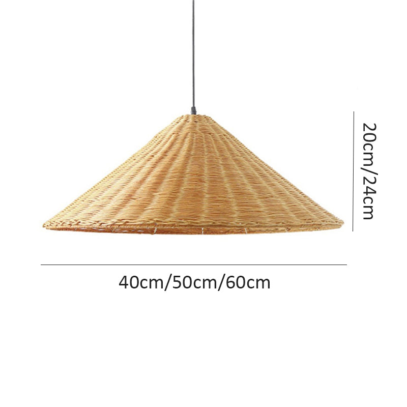 Wicker Cone Lamp Shade Hanging Rattan Pendant Light